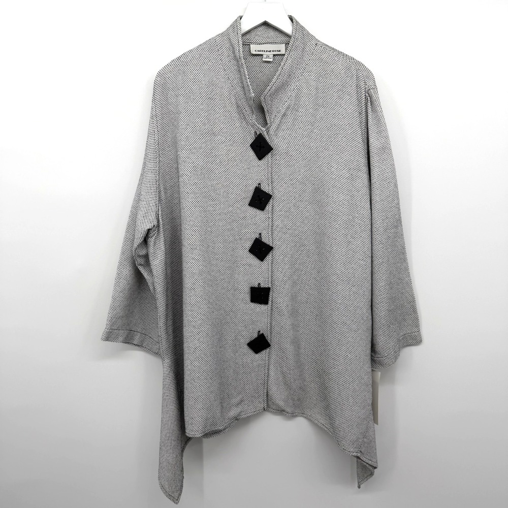 Caroline Rose Jacket Top Plus Size 2X Swing Textured Lightweight Artsy Lagenlook